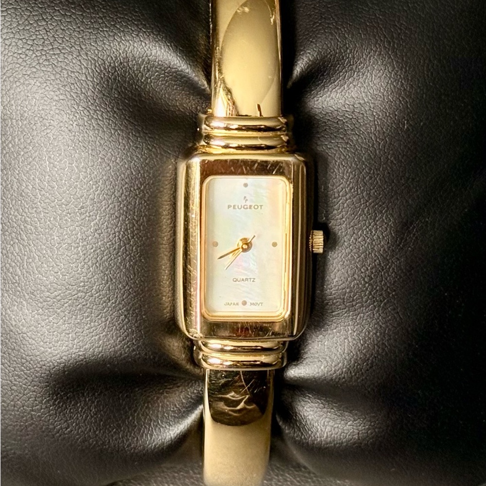 Peugeot Gold Watch with Rectangular Face